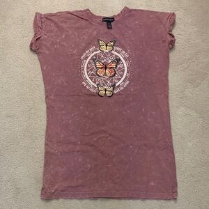 Streetwear Graphic T-Shirt Dress Size S | Butterfly Celestial Print |
